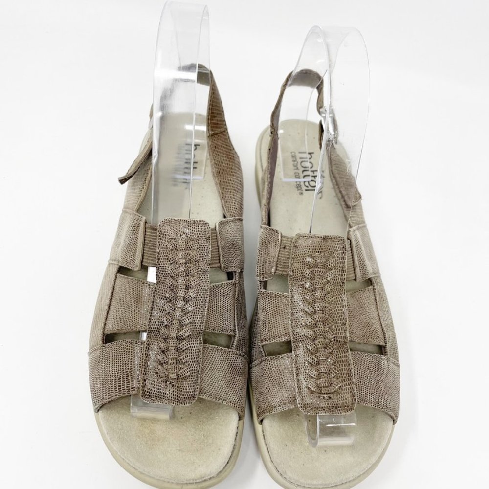 Hotter Womens 'Candice' Taupe Reptile Look Leather Slingback Sandal Size 7.5